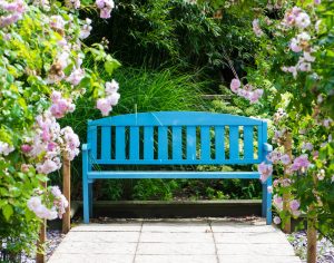 Colourful store garden bench